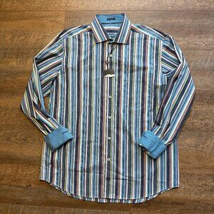 NWT Men's Bugatchi Uomo Classic  long sleeve button Down shirt Sz Lg